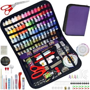 Sewing Kit with Case Portable Sewing Supplies for Home Traveler, Adults, Beginner, Emergency, Contains 60 Sewing Thread, Scissors, Needles, Measure etc in Kuwait