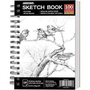 FIXSMITH 9"X12" Sketch Book, 100 Sheets, 68 lb/100gsm Sketchbook, Black in Saudi Arabia