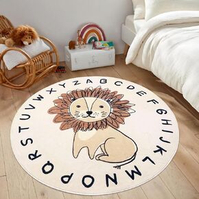USTIDE Kids Play Mat 4Ft, Round Lion Play Rug Non Slip Kids Circle Rug Soft Nursery Rug Floor Carpet for Bedroom Playroom Decor in Saudi Arabia