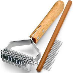 Dematting Comb for Dogs and Cats, Mat Remover and Deshedding Grooming Tool, Safe Detangler for Matted Fur, Double Sided Undercoat Rake for dogs in Saudi Arabia