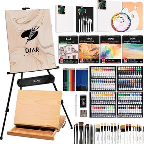 DJAR 174 Pcs All-in-One Art Painting Set with Beech Wood Easel in Kuwait
