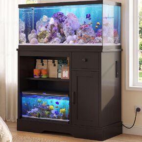 Heybly 20-29-37 Gal Fish Tank Stand with Power Outlets & Cabinet HAS012WWB in Saudi Arabia
