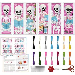 ACRNIGHEET 6PCS Counted Cross Stitch Bookmark Kits for Beginners Bookshelf in Kuwait