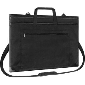 ZKOO Light Weight Art Portfolio Bag, Black Canvas Portfolio Case with Detachable Shoulder Strap, Leather Corners, Art Carry Case 18 X 24 for Portability Artwork, Poster, Sketching, and Drawing in Saudi Arabia