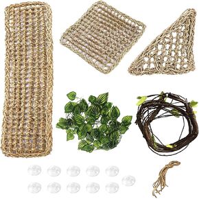 PINVNBY Bearded Dragon Hammock,Reptile Lounger Natural Seagrass Lizard Hammocks Habitat Tank Accessories Jungle Climber Vines Flexible Leaves Decor for Climbing Reptiles Chameleon Gecko Snakes in Kuwait