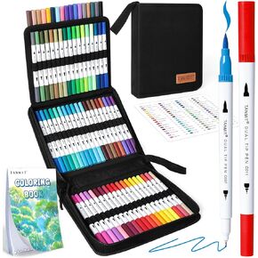 TANMIT 36 Dual-Tip Brush Pens, Art Markers for Adult Coloring Books in Kuwait