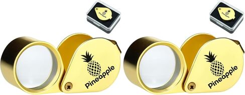 Pineapple 30X Jewelers Loupe Magnifier Foldable Pocket Magnifying Glass Small Jewelry Eye Loop for Jewelers, Gems, Diamonds, Plants, Coins (Gold) in Kuwait