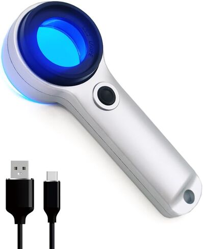 Handheld 60X Magnifier Loupe with UV & LED Lights 30mm Optical Coating Lens USB Rechargeable Jewelry Loupe Magnifying Glass for Jewellery, Rocks, Coins, Stamps, Antique, Watch Repairs in Saudi Arabia