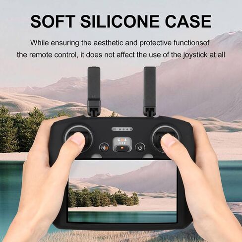 Controller Protective Silicone Case Cover+HD Screen Protector Films for DJI Mini 4 Pro/DJI Air 3/DJI Neo Drone RC 2 Remote Control Accessories(Black) in Kuwait