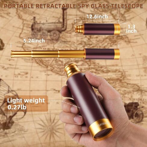 25X30 Pirate Telescope Spyglass with Hat&Eye Mask for Kid Monocular Costume in Saudi Arabia