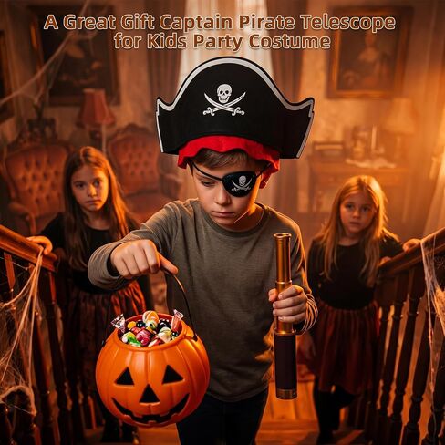 25X30 Pirate Telescope Spyglass with Hat&Eye Mask for Kid Monocular Costume in Saudi Arabia