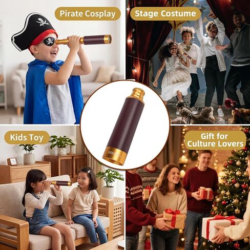 25X30 Pirate Telescope Spyglass with Hat&Eye Mask for Kid Monocular Costume in Saudi Arabia