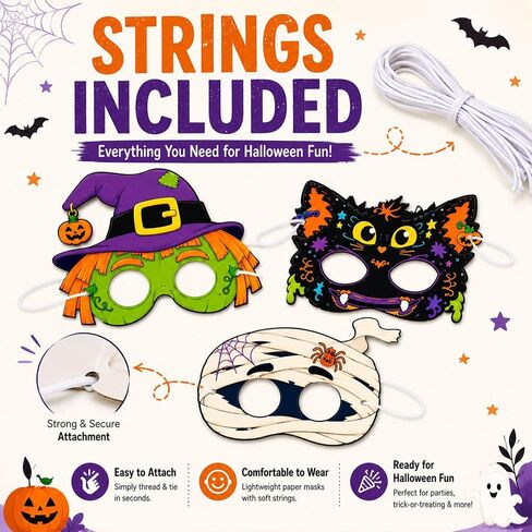 Halloween Masks for 10 Pack, Assorted Costume Eye Masks with Cat, Pumpkin, Halloween Masks, Halloween Party Favors, Classroom Prizes and Dress Up Accessories in Kuwait
