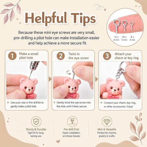 620PCS Small Eye Pins for Jewelry Making, 3 Sizes Silver Eye Hooks Screw Assortment with Storage Box, Tiny Eye Screws for Bead Charms, Keychains, and DIY Art Crafts in Kuwait
