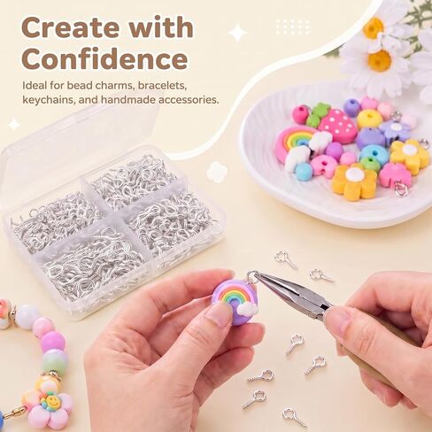 620PCS Small Eye Pins for Jewelry Making, 3 Sizes Silver Eye Hooks Screw Assortment with Storage Box, Tiny Eye Screws for Bead Charms, Keychains, and DIY Art Crafts in Kuwait