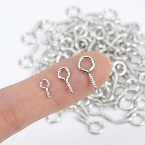 620PCS Small Eye Pins for Jewelry Making, 3 Sizes Silver Eye Hooks Screw Assortment with Storage Box, Tiny Eye Screws for Bead Charms, Keychains, and DIY Art Crafts in Kuwait
