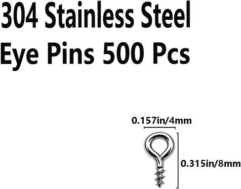 500 Pcs Screw Eye Pins,304 Stainless Steel Screw Eye Hooks, Self Tapping Eye Bolts for Hanging DIY Craft in Saudi Arabia