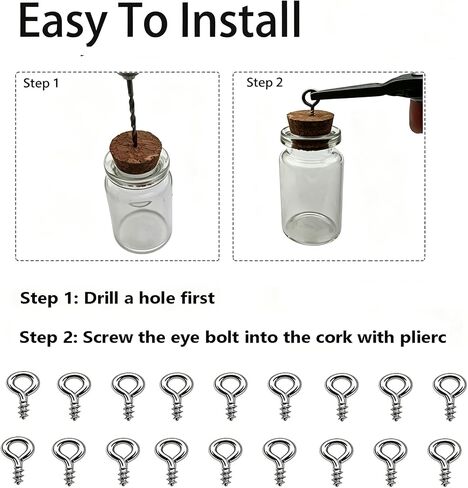 500 Pcs Screw Eye Pins,304 Stainless Steel Screw Eye Hooks, Self Tapping Eye Bolts for Hanging DIY Craft in Saudi Arabia