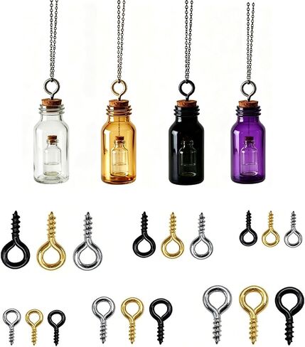 Screw Eye Pins 2010 Pcs, Screw Eye Hooks, Self Tapping Eye Bolts for Hanging DIY Craft, 3 Sizes (1x4x8mm,1.2x5x10mm,1.2x6x12mm), Black,Gold,Silver in Saudi Arabia