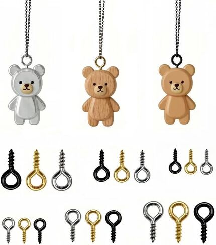 Screw Eye Pins 2010 Pcs, Screw Eye Hooks, Self Tapping Eye Bolts for Hanging DIY Craft, 3 Sizes (1x4x8mm,1.2x5x10mm,1.2x6x12mm), Black,Gold,Silver in Saudi Arabia