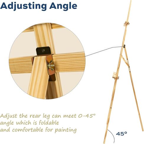 finenolo Wooden Easel Stand for Painting, 45" Adjustable Height Folding Art Easel for Canvas, Drawing, Wedding Signs & Posters, Ideal for Adults, Artists, Beginners, Students & Kids in Saudi Arabia