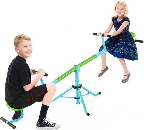 GLACER Seesaw for Kids, Metal Frame Teeter Totter with 360° Rotatio (Green) in Kuwait