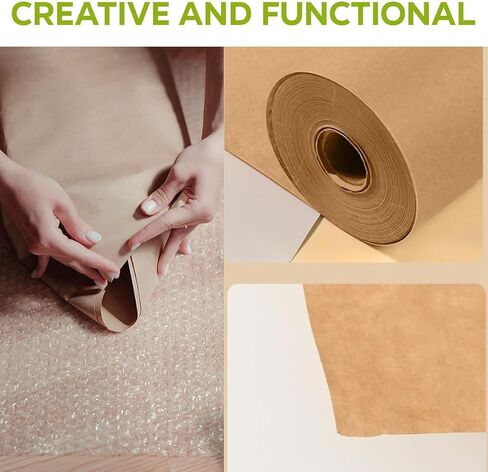 FONTSATTY Brown Paper Roll, 17'' x 590'', 44cmx15m Kraft Wrapping Paper, 80GSM Thicken for Packing, Moving, Shipping Floor Covering Table & Crafts/Arts, Bond Paper, 1 Pack in Kuwait