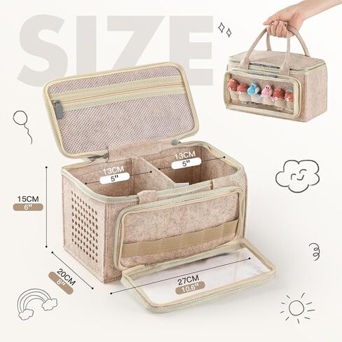 Travel Carrying Case for Tonies – Felt Pouch Compatible with Toniebox 1 & 2, Tonieplay Controller, Headphones, and Figurines, with Mesh Pockets & Zipper Lid (Oatmeal) in Kuwait