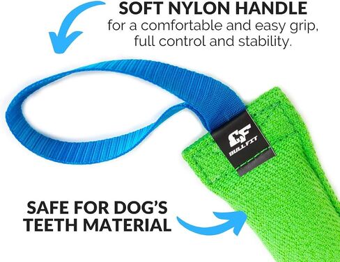 Bull Fit K9 Dog Bite Tug Toy with 2 Strong Handles - Made of Durable & Tear-Resistant French Linen - Perfect for Tug of War, Fetch & Puppy Training - Ideal for Medium to Large Breeds in Saudi Arabia