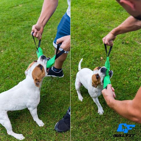 Bull Fit K9 Dog Bite Tug Toy with 2 Strong Handles - Made of Durable & Tear-Resistant French Linen - Perfect for Tug of War, Fetch & Puppy Training - Ideal for Medium to Large Breeds in Saudi Arabia