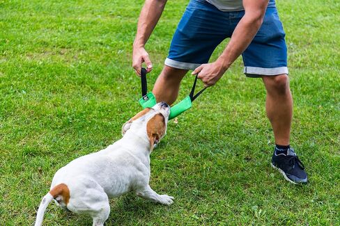 Bull Fit K9 Dog Bite Tug Toy with 2 Strong Handles - Made of Durable & Tear-Resistant French Linen - Perfect for Tug of War, Fetch & Puppy Training - Ideal for Medium to Large Breeds in Saudi Arabia