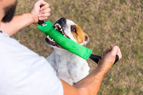 Bull Fit K9 Dog Bite Tug Toy with 2 Strong Handles - Made of Durable & Tear-Resistant French Linen - Perfect for Tug of War, Fetch & Puppy Training - Ideal for Medium to Large Breeds in Saudi Arabia