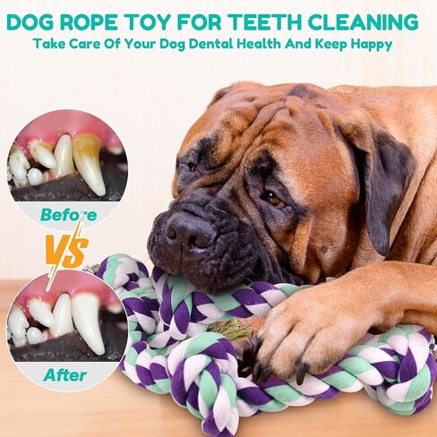 loncoldy Dog Rope Toy 42In 6 Knots Indestructible Natural Cotton - Tough Chew Toys for Medium/Large Breeds Aggressive Chewers, Daily Companionship, Heavy Duty Tug of War Dog Pull Rope Teeth Cleaning in Saudi Arabia