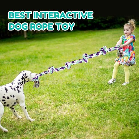 loncoldy Dog Rope Toy 42In 6 Knots Indestructible Natural Cotton - Tough Chew Toys for Medium/Large Breeds Aggressive Chewers, Daily Companionship, Heavy Duty Tug of War Dog Pull Rope Teeth Cleaning in Saudi Arabia