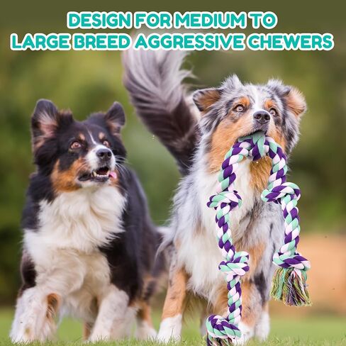 loncoldy Dog Rope Toy 42In 6 Knots Indestructible Natural Cotton - Tough Chew Toys for Medium/Large Breeds Aggressive Chewers, Daily Companionship, Heavy Duty Tug of War Dog Pull Rope Teeth Cleaning in Saudi Arabia