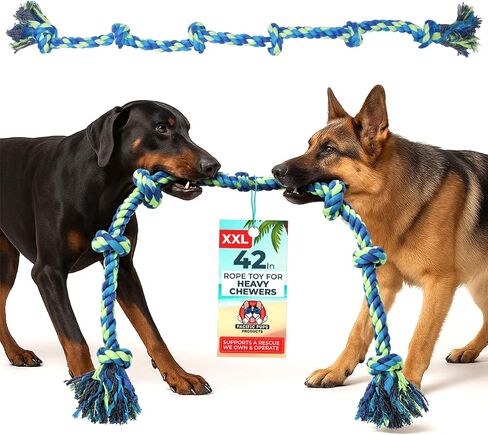 Pacific Pups Products Giant Dog Rope Toy, 42 Inch Tug of War Rope, Green in Kuwait