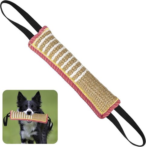 ToLanbbt Dog Tug Toy, Dog Bite Jute Pillow Pull Toy with 2 Strong Handles, Perfect for Tug of War, Puppy Training Interactive Play, Bite Training Toys for Medium to Large Dogs (Pink Yellow) in Saudi Arabia