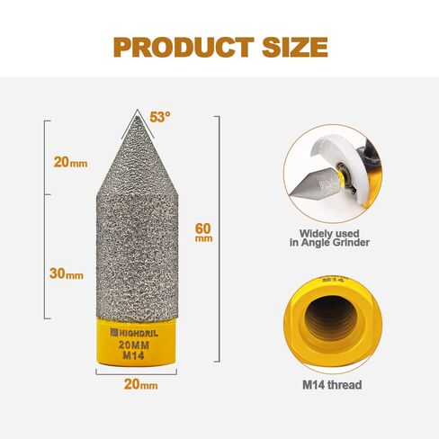 Diamond Beveling Chamfer Milling Bit - HIGHDRIL Diamond Countersink Finger Bit with 5/8-11 Thread for 2"(50mm) Hole Enlarging Shaping Trimming in Porcelain Ceramic Tile Granite Marble Quartz in Kuwait