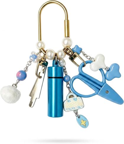 Needlepoint Bag Charm Tool Kit Mini Scissors Needle Threader Needle Holder Tube Gold Keyring Portable Needlepoint Accessories for DIY Crafts in Kuwait