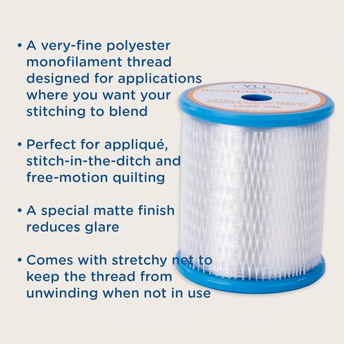 YLI Threads Wonder Invisible – Clear Nylon Monofilament Thread | Strong, Soft & Lightweight for Applique & Quilting – 2000 Yard Spool in Kuwait