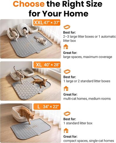 Large Cat Litter Mat, 34 x 22 Inch, Anti-slip Silicone Litter Box Mat, Gray in Saudi Arabia