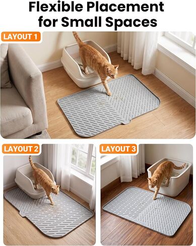Large Cat Litter Mat, 34 x 22 Inch, Anti-slip Silicone Litter Box Mat, Gray in Saudi Arabia