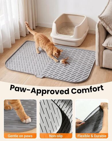 Large Cat Litter Mat, 34 x 22 Inch, Anti-slip Silicone Litter Box Mat, Gray in Saudi Arabia