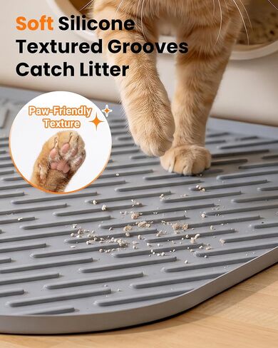 Large Cat Litter Mat, 34 x 22 Inch, Anti-slip Silicone Litter Box Mat, Gray in Saudi Arabia