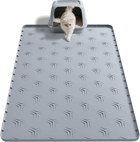 JUJOMAT Cat Litter Box Mat, 34"×22" Waterproof Silicone Cat Litter Trapping in Saudi Arabia