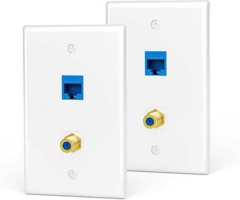 VCE 2 منفذ Cat6 Keystone جاك مقرن مطلي بالذهب RG6 Keystone جاك إدراج لوحة الحائط UL المدرجة in Kuwait