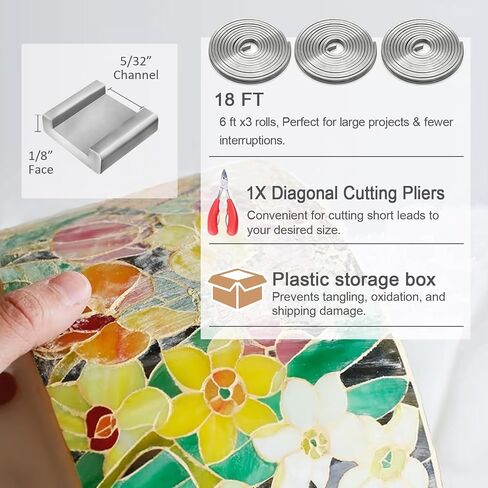 1/8" Flat U Lead Came for Stained Glass,18ft Hobby Came for Stained Glass in Kuwait