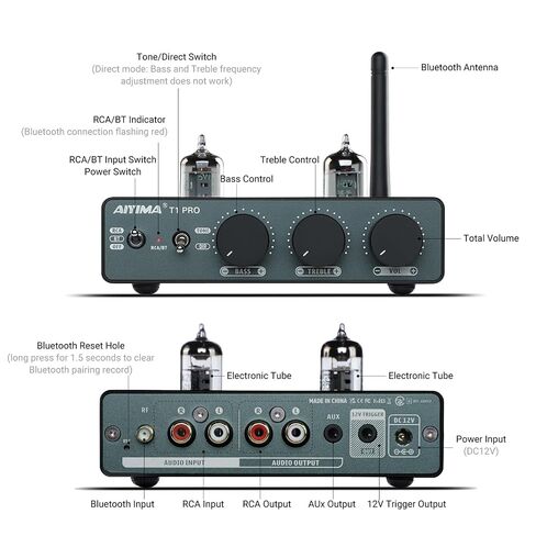 AIYIMA Tube T7 Audio 6N3 Tube Preamp Bluetooth 5.0 مضخم عازلة فراغ دافئ مع نغمة جهير ثلاثية لنظام المسرح المنزلي in Kuwait