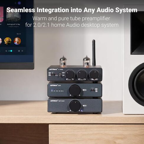 AIYIMA Tube T7 Audio 6N3 Tube Preamp Bluetooth 5.0 مضخم عازلة فراغ دافئ مع نغمة جهير ثلاثية لنظام المسرح المنزلي in Kuwait