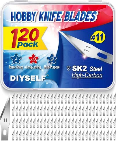 DIYSELF 20 PCS Exacto Knife Blades #11, SK5 Exacto Blades Refills with Case in Kuwait